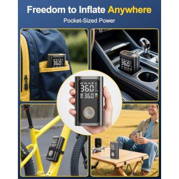 Ripom Portable Tire Inflator Fast Inflation with Digital Gauge