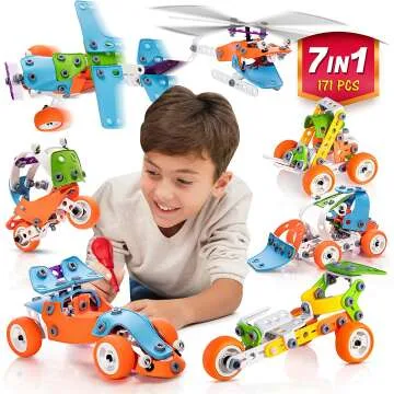 STEM Building Toys 171Pcs 7-in-1 Set for Kids