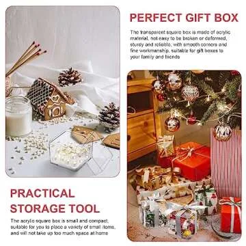 Leinuosen 100 Pcs 2 x 2 x 2 Inch Clear Acrylic Plastic Box with Lid Square Candy Containers for Party Favors Small Square Cube Storage Candy Box for Pill Tiny Earring Jewelry Herb Bead Gifts