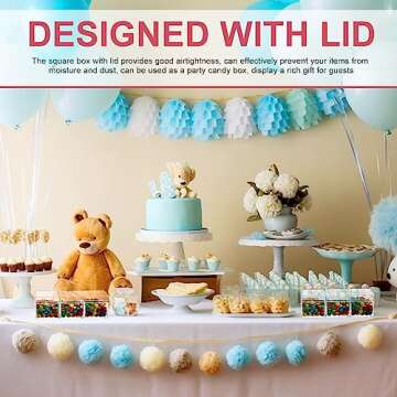 Leinuosen 100 Pcs 2 x 2 x 2 Inch Clear Acrylic Plastic Box with Lid Square Candy Containers for Party Favors Small Square Cube Storage Candy Box for Pill Tiny Earring Jewelry Herb Bead Gifts