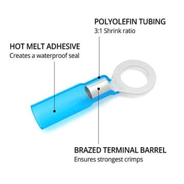 Wirefy Heat Shrink Ring Terminals - Waterproof Marine Connectors