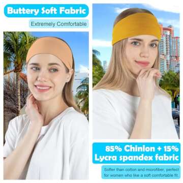 RITOPER 10 Pack Headbands for Women, Wide Non Slip Headbands for Workout Yoga Running Fitness, Super Soft Thick Elastic Head Bands Hair Bands Comfort for Working Out, Spa Day, Travel & More