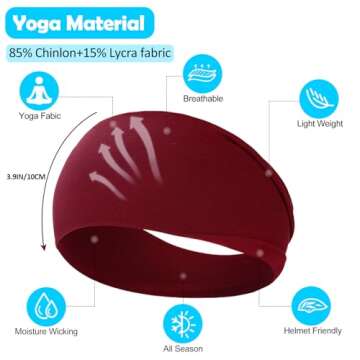 RITOPER 10 Pack Headbands for Women, Wide Non Slip Headbands for Workout Yoga Running Fitness, Super Soft Thick Elastic Head Bands Hair Bands Comfort for Working Out, Spa Day, Travel & More