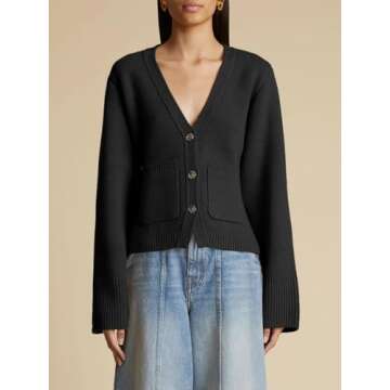 Saodimallsu Women's Stylish Deep V Neck Cardigan