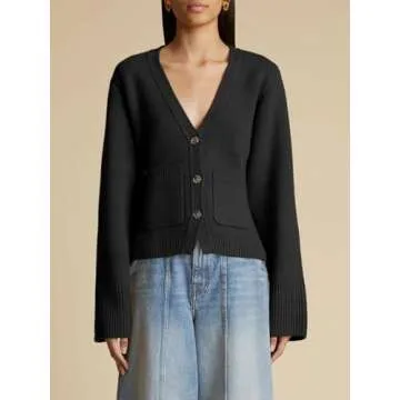 Saodimallsu Women's Stylish Deep V Neck Cardigan