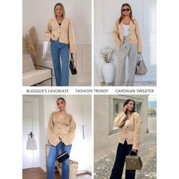 Saodimallsu Women's Stylish Deep V Neck Cardigan