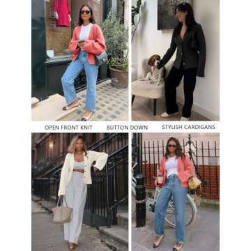 Saodimallsu Women's Stylish Deep V Neck Cardigan