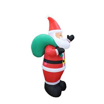 8 Foot Tall Huge Christmas Inflatable Santa Claus Holding Gift Bag LED Lights Outdoor Indoor Holiday...