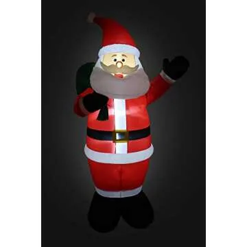 8 Foot Tall Huge Christmas Inflatable Santa Claus Holding Gift Bag LED Lights Outdoor Indoor Holiday Decorations Blow up Lawn Inflatables Home Family Outside Decor Yard Decoration