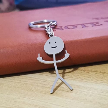 Funny Stainless Steel Middle Finger Keychain
