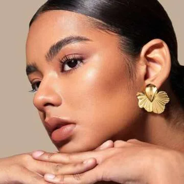 Goresory Gold Flower Drop Earrings for Women