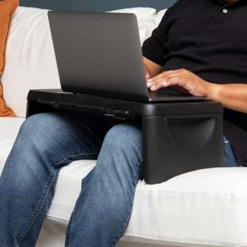 Mind Reader Lap Desk/Laptop Stand, Bed Tray, Folding Legs, Portable, Dorm, Plastic, 18.75" L x 11.25...
