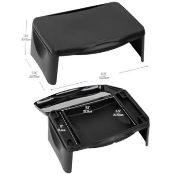Mind Reader Lap Desk/Laptop Stand, Bed Tray, Folding Legs, Portable, Dorm, Plastic, 18.75" L x 11.25" W x 7.25" H, Black