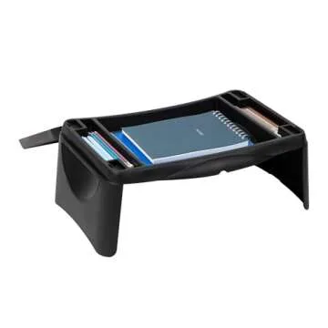 Mind Reader Lap Desk/Laptop Stand, Bed Tray, Folding Legs, Portable, Dorm, Plastic, 18.75" L x 11.25" W x 7.25" H, Black