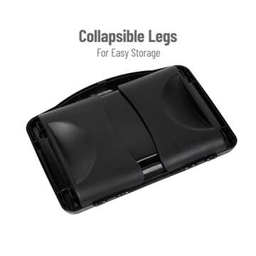 Mind Reader Lap Desk/Laptop Stand, Bed Tray, Folding Legs, Portable, Dorm, Plastic, 18.75" L x 11.25" W x 7.25" H, Black