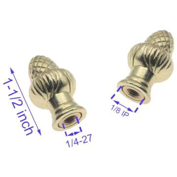 HAJXZH 1 Pcs Lamp Finial Cap Knob Solid Lamp Shade Decoration Retro Lamp Finial Decoration with Dual-Thread for Lamp Shade Holder Harp Tops (Gold)
