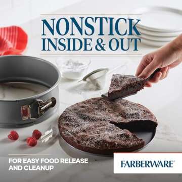 Farberware Bakeware Springform Baking Pan, Round Nonstick Cheesecake Pan - 9 Inch, Gray