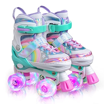 SULIFEEL Adjustable Light Up Roller Skates for Kids