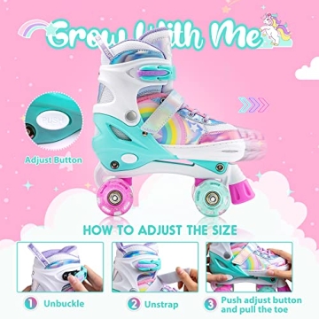 SULIFEEL Adjustable Light Up Roller Skates for Kids