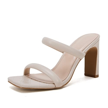 Coutgo Women's Square Open Toe Heeled Sandals for Stylish Comfort in Any Occasion