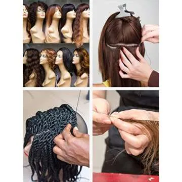 4 Rolls Sewing Thread Weaving Threads for Making Wig, Hand Sewing Hair Weft Hair Weave Extension, Professional Threads for Lace Wigs DIY (Black)