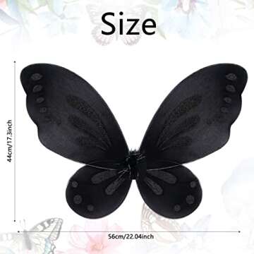 Fishdown Costume Butterfly Angel Wings，Costume Accessories for Kids，Birthday Halloween Cosplay Party Favors (Butterfly-Black)