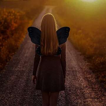 Fishdown Costume Butterfly Angel Wings，Costume Accessories for Kids，Birthday Halloween Cosplay Party Favors (Butterfly-Black)