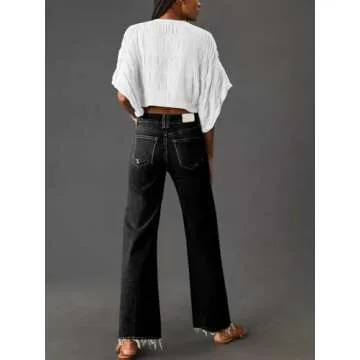 KUNMI Women's Wide Leg High Waist Stretchy Jeans