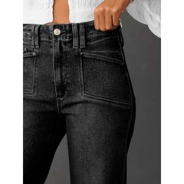 KUNMI Jeans for Women Wide Leg Baggy High Waist Boyfriends Straight Leg Stretchy Denim Pants Trendy Fall 2024