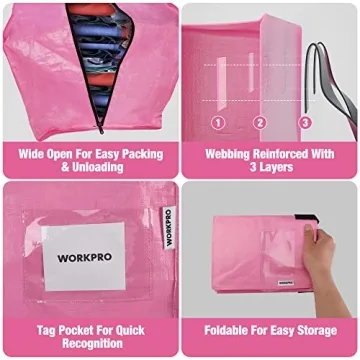 Extra Large WORKPRO Moving Bags - 6 Pack with Zippers