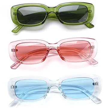 Tskestvy Trendy Rectangle Sunglasses Pack for Summer Fashion