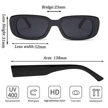 Tskestvy Trendy Rectangle Sunglasses Pack for Summer Fashion