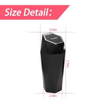 2PCS Car Trash Can with Lid, Mini Plastics Portable Auto Garbage Can, Small Leakproof Diamond Design...