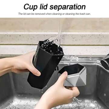 2PCS Car Trash Can with Lid, Mini Plastics Portable Auto Garbage Can, Small Leakproof Diamond Design Trash Dustbin, Waterproof Vehicle Rubbish Bins for Automotive Car, Home, Kitchen (Black,2)