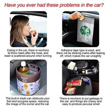 2PCS Car Trash Can with Lid, Mini Plastics Portable Auto Garbage Can, Small Leakproof Diamond Design Trash Dustbin, Waterproof Vehicle Rubbish Bins for Automotive Car, Home, Kitchen (Black,2)