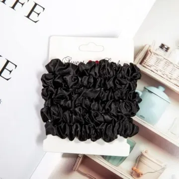 12Pcs Black Satin Hair Scrunchies Non-Slip Hair Ties