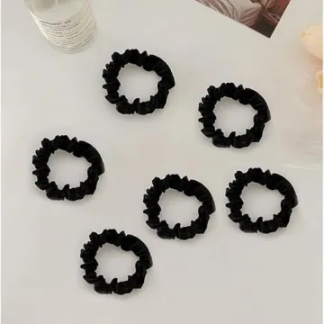 12Pcs Black Satin Hair Scrunchies Non-Slip Hair Ties