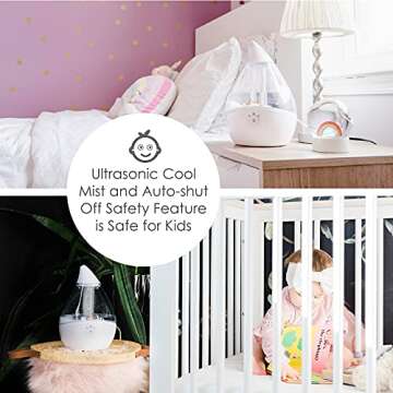 Crane Droplet Ultrasonic Small Air Humidifiers for Bedroom and Office, 0.5 Gallon Cool Mist Humidifier for Plants and Home, Humidifier Filters Optional, Clear and White