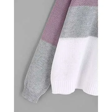 Milumia Women's Stylish Color Block Knitted Jumper Sweater