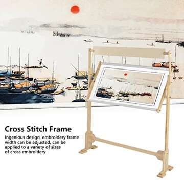 Embroidery Floor Stand,Large Size Embroidery, Wood Frame for Cross Embroidery Frames and Stand Adjustable Large Floor Stand Stitch Needlework