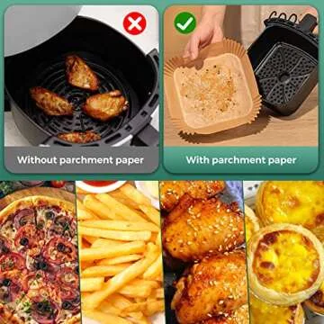 Air Fryer Paper Liners: 125Pcs Parchment Paper, Air Fryer Liner Disposable, Oilproof Waterproof Airfryer Baking Paper Square (6.5inch)