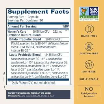 Renew Life Women's Probiotic Capsules, 50 Billion CFU Guaranteed, Supports pH Balance, Vaginal, Urin...