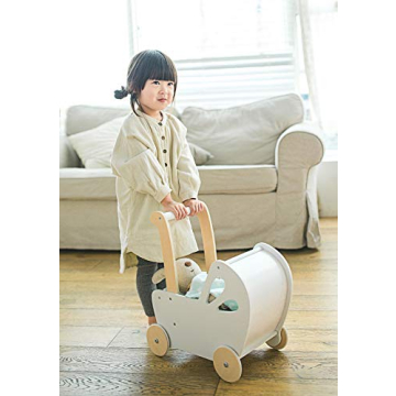 LINE Baby Doll Wooden Pram - Perfect Toddler Walking Toy