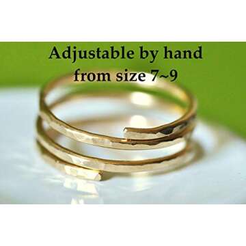 14k gold filled Adjustable wire wrap ring, thumb ring, pregnancy ring, Handmade in USA by Mu-Yin Jewelry (MEDIUM size 8)