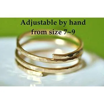 14k Gold Filled Adjustable Wire Wrap Ring - Handmade in USA