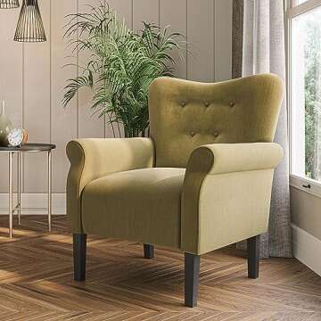 BELLEZE Modern Accent Chair for Living Room, High Back Armchair with Wooden Legs, Upholstered Wingba...