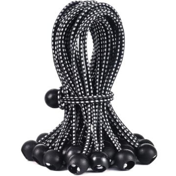 PerkHomy 30 Pcs 9 Inch Ball Bungee Cord Heavy Duty Bungie Cord Balls for Tarp Tie Down Canopy Camping Tents Cargo Holding Wire Hoses Patio Umbrellas Awning (30pc 9in Black&White)