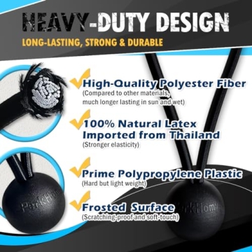 PerkHomy 30 Pcs 9 Inch Ball Bungee Cord Heavy Duty Bungie Cord Balls for Tarp Tie Down Canopy Camping Tents Cargo Holding Wire Hoses Patio Umbrellas Awning (30pc 9in Black&White)