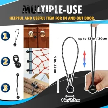 PerkHomy 30 Pcs 9 Inch Ball Bungee Cord Heavy Duty Bungie Cord Balls for Tarp Tie Down Canopy Camping Tents Cargo Holding Wire Hoses Patio Umbrellas Awning (30pc 9in Black&White)