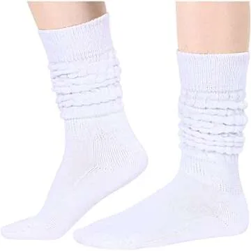 Zmart White Slouch Socks Scrunch Socks Women, Stacked Scrunchie Tube Socks